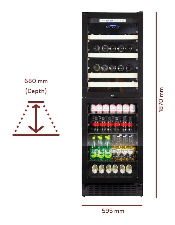 LECAVIST Beverage Center Fridge 220 Bottle Dual Zone Built-in in Black image 2