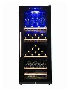 Freestanding 97 Bottle Single Zone Wine Cabinet in Black