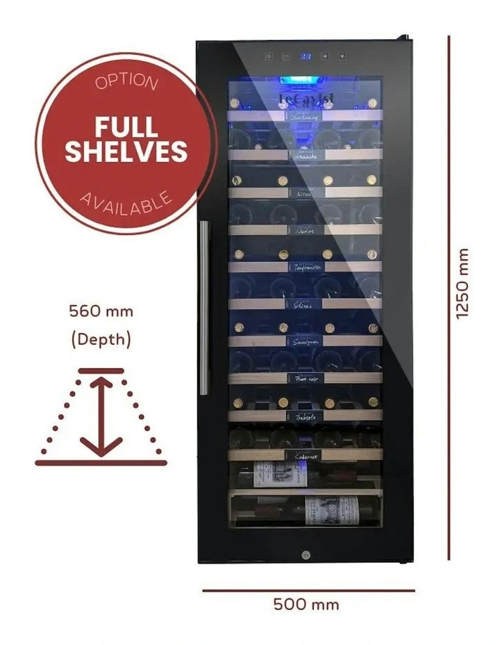 Freestanding 97 Bottle Single Zone Wine Cabinet in Black image 3