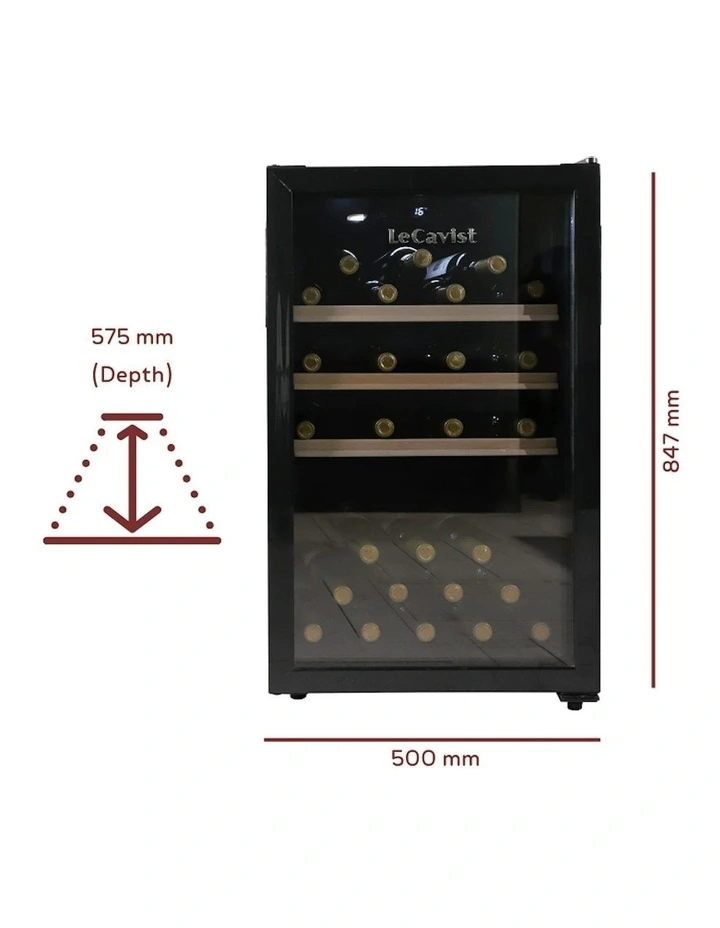 Wine Cabinet Single Zone Freestanding 63 Bottle in Black image 2
