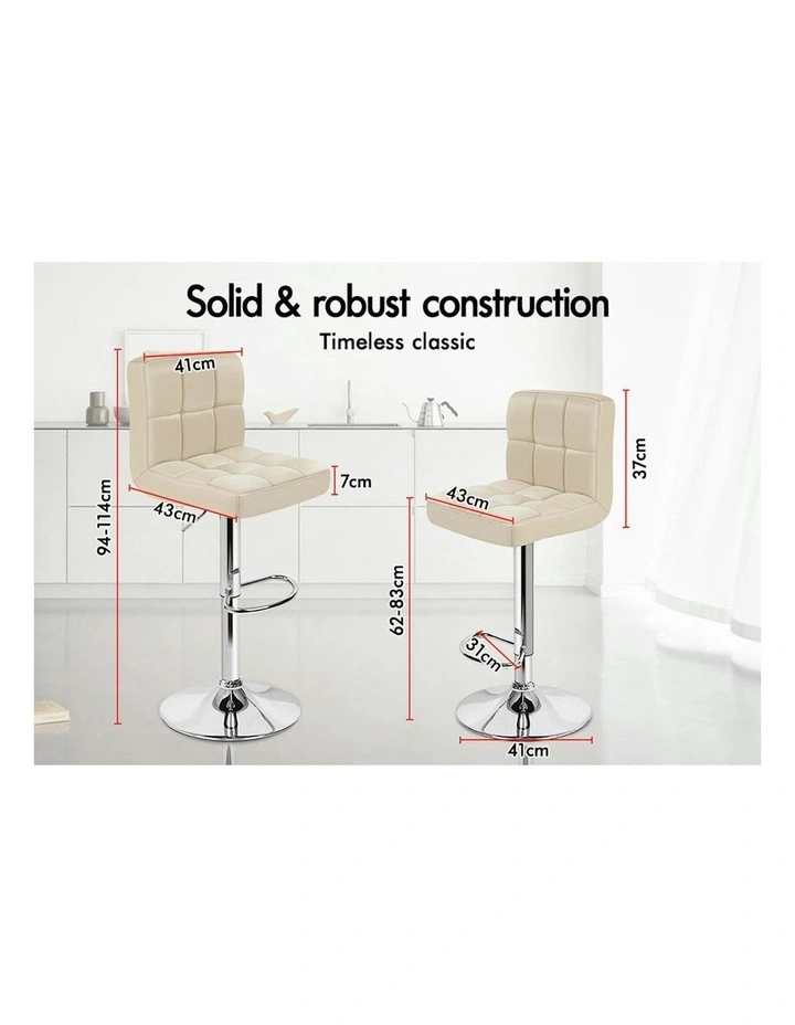 ALFORDSON Bar Stools L Shape Beige Ralph x2 image 7