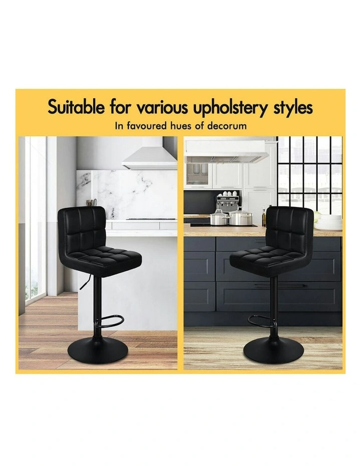L Shape Bar Stools 2 Pieces in Black image 3
