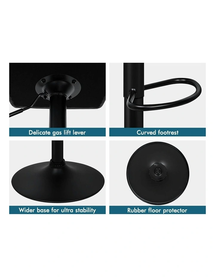 L Shape Bar Stools 2 Pieces in Black image 6