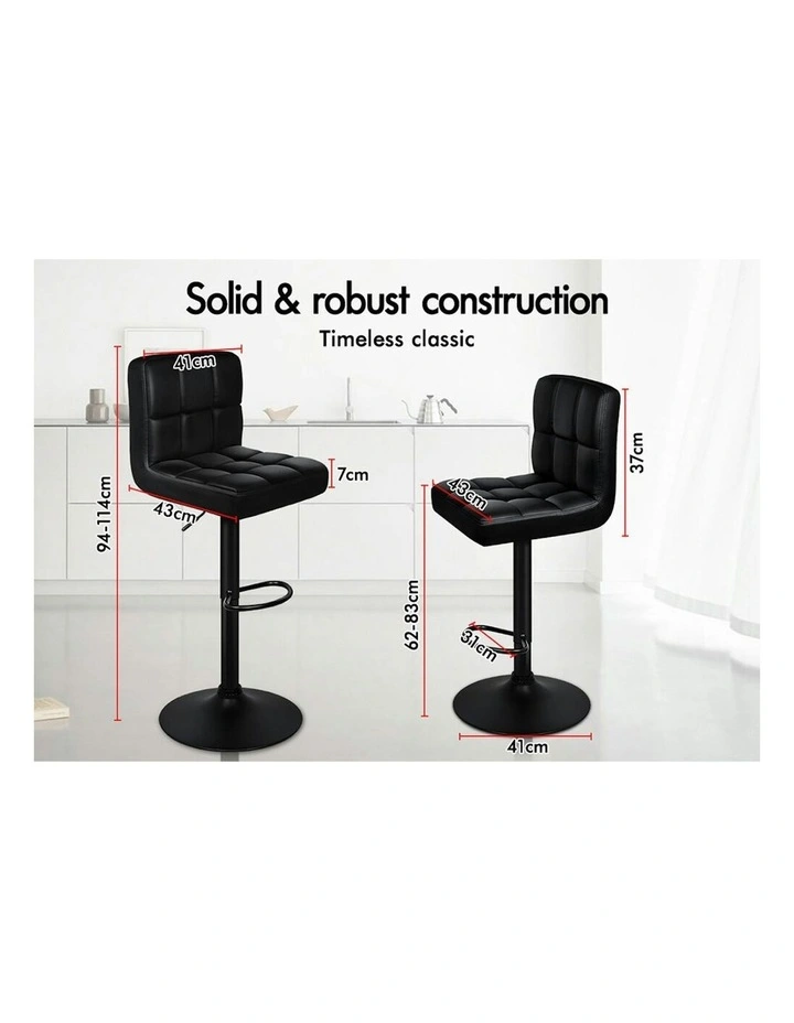 L Shape Bar Stools 2 Pieces in Black image 7