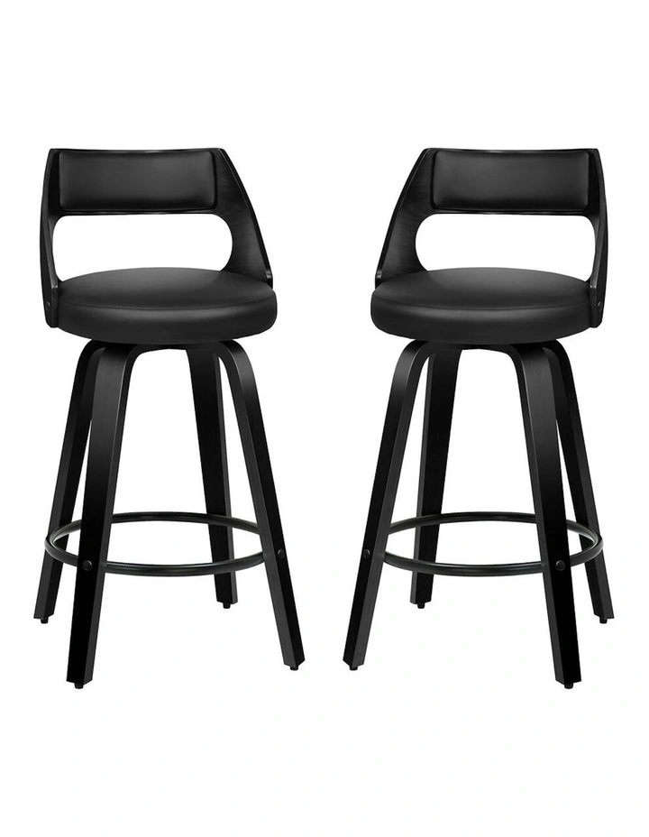 ALFORDSON Set of 2 Eden Elegant Modern Style Bar Stools (All Black) image 1