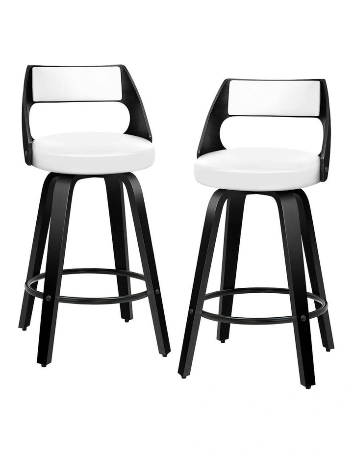 ALFORDSON Set of 2 Eden Elegant Modern Style Bar Stools (Black, White) image 1