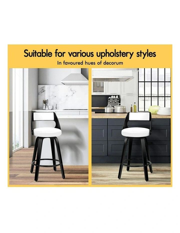 ALFORDSON Set of 2 Eden Elegant Modern Style Bar Stools (Black, White) image 4