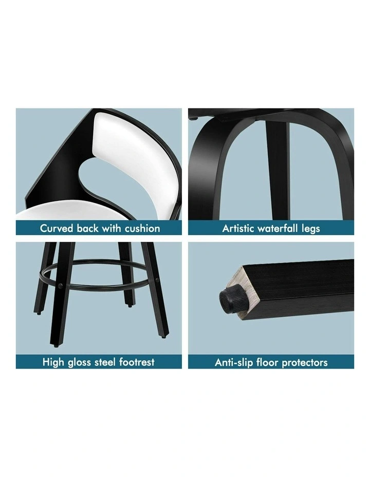 ALFORDSON Set of 2 Eden Elegant Modern Style Bar Stools (Black, White) image 6