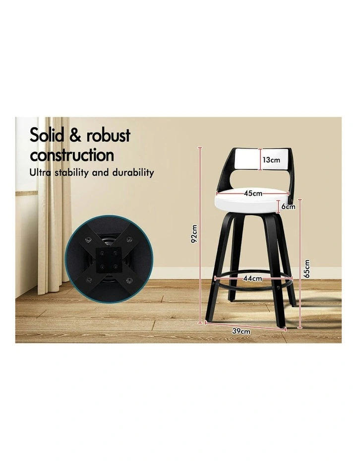 ALFORDSON Set of 2 Eden Elegant Modern Style Bar Stools (Black, White) image 7