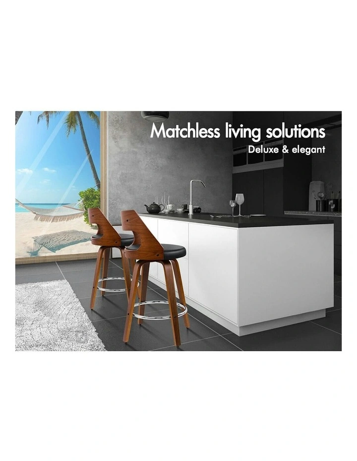 Eden Elegant Modern Style Bar Stools 2 Pieces in Black image 2