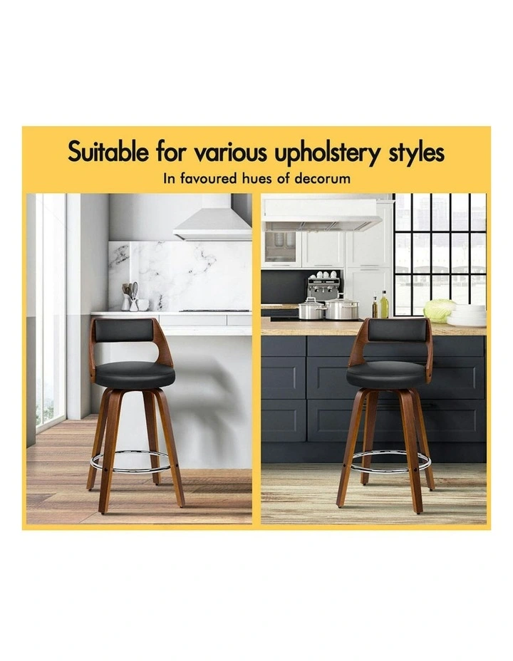 Eden Elegant Modern Style Bar Stools 2 Pieces in Black image 4