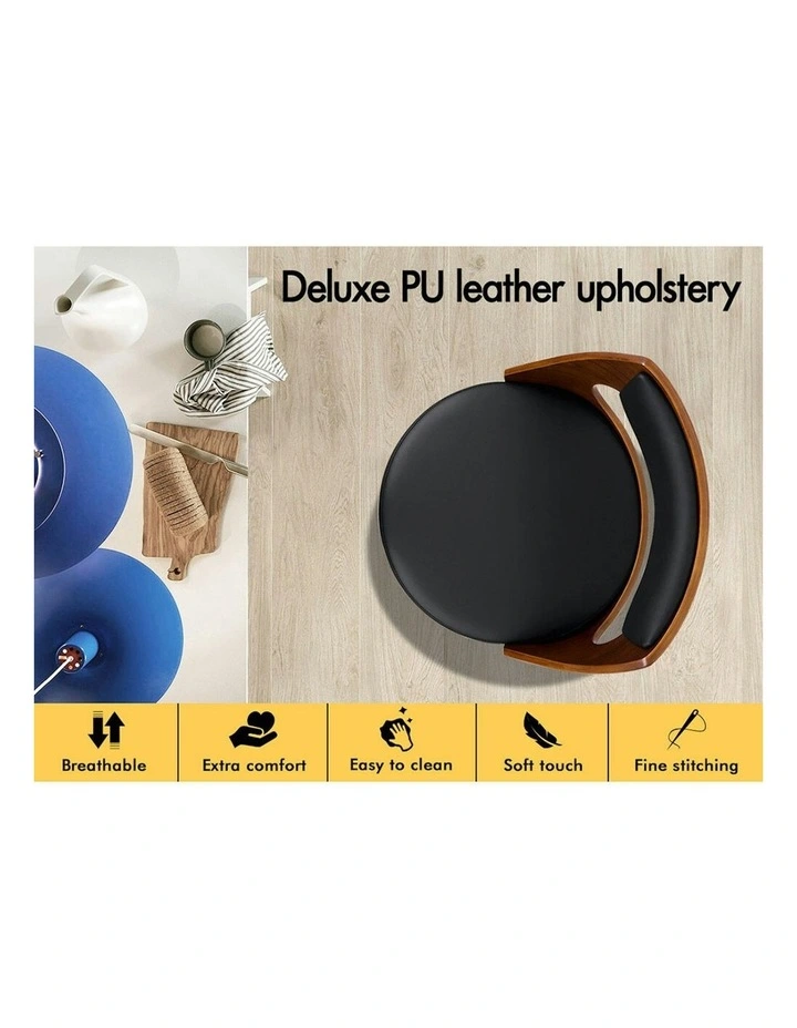 Eden Elegant Modern Style Bar Stools 2 Pieces in Black image 5