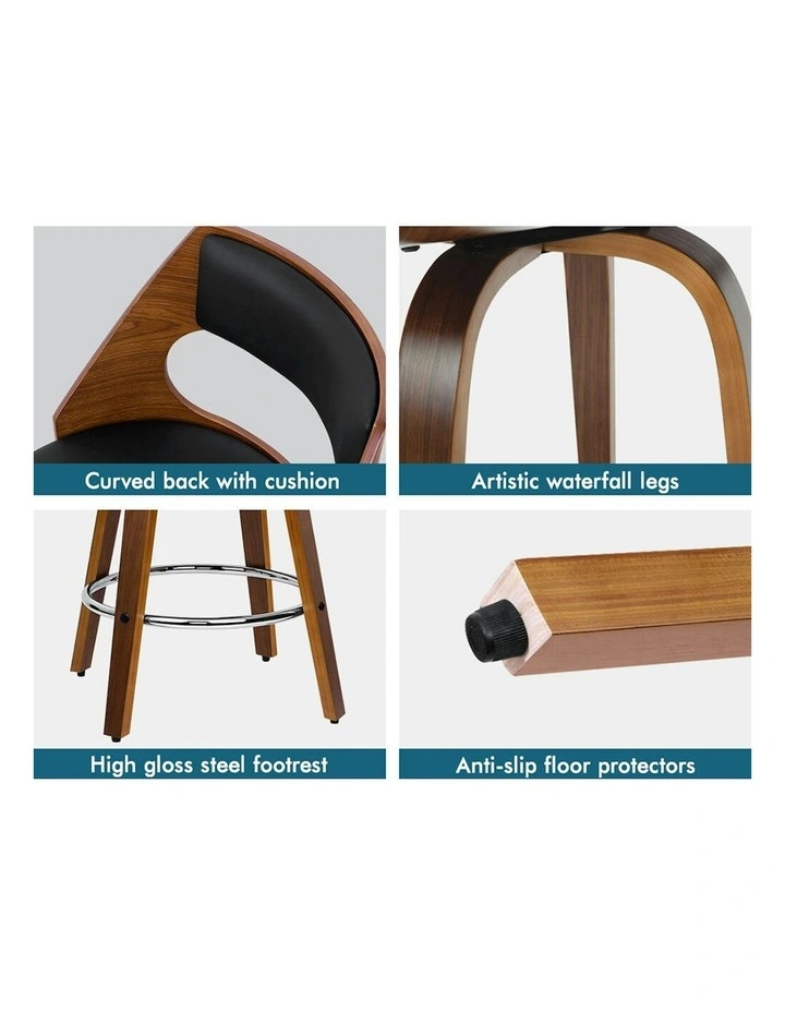 Eden Elegant Modern Style Bar Stools 2 Pieces in Black image 6