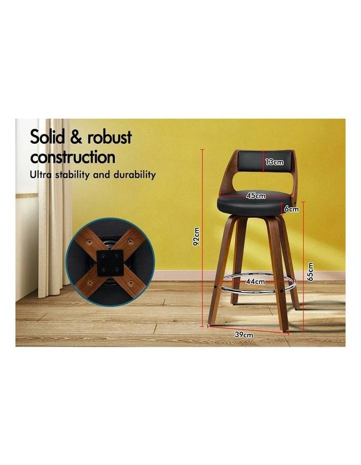 Eden Elegant Modern Style Bar Stools 2 Pieces in Black image 7