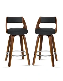 ALFORDSON Set of 2 Eden Elegant Modern Style Bar Stools (Fabric Black)