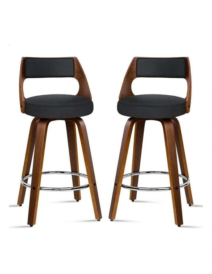 ALFORDSON Set of 2 Eden Elegant Modern Style Bar Stools (Fabric Black) image 1