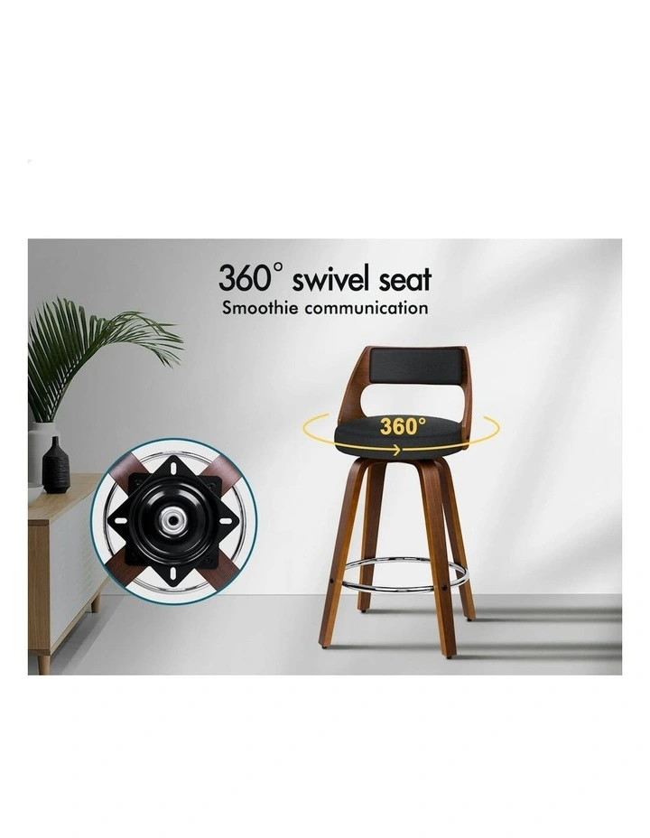 ALFORDSON Set of 2 Eden Elegant Modern Style Bar Stools (Fabric Black) image 3