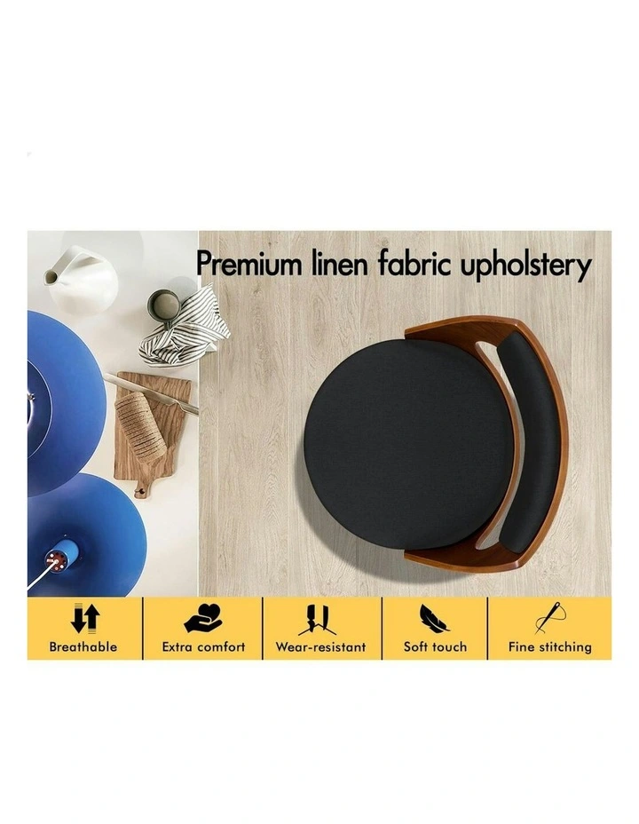 ALFORDSON Set of 2 Eden Elegant Modern Style Bar Stools (Fabric Black) image 5