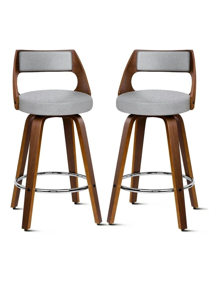 ALFORDSON Set of 2 Eden Elegant Modern Style Bar Stools (Light Grey) image 1