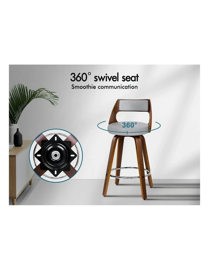 ALFORDSON Set of 2 Eden Elegant Modern Style Bar Stools (Light Grey) image 3