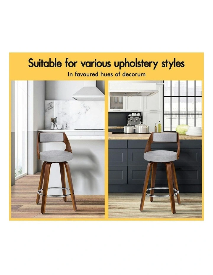 ALFORDSON Set of 2 Eden Elegant Modern Style Bar Stools (Light Grey) image 4