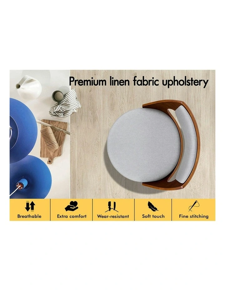 ALFORDSON Set of 2 Eden Elegant Modern Style Bar Stools (Light Grey) image 5