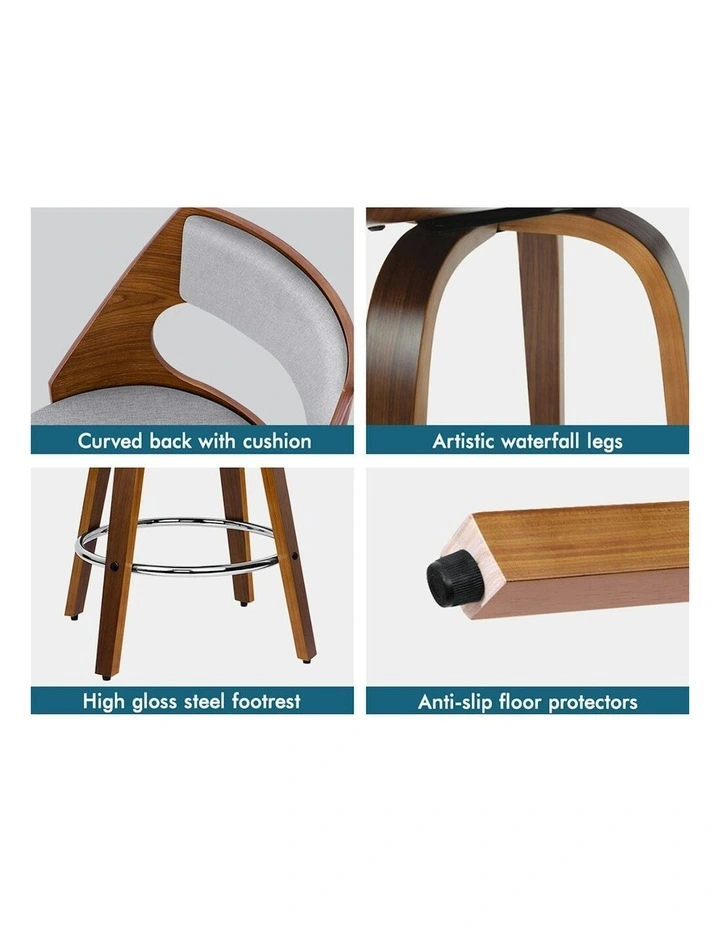 ALFORDSON Set of 2 Eden Elegant Modern Style Bar Stools (Light Grey) image 6