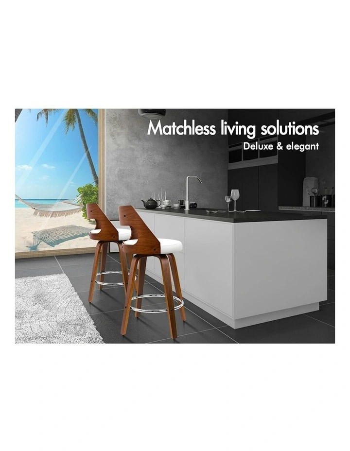 ALFORDSON Set of 2 Eden Elegant Modern Style Bar Stools (White) image 2