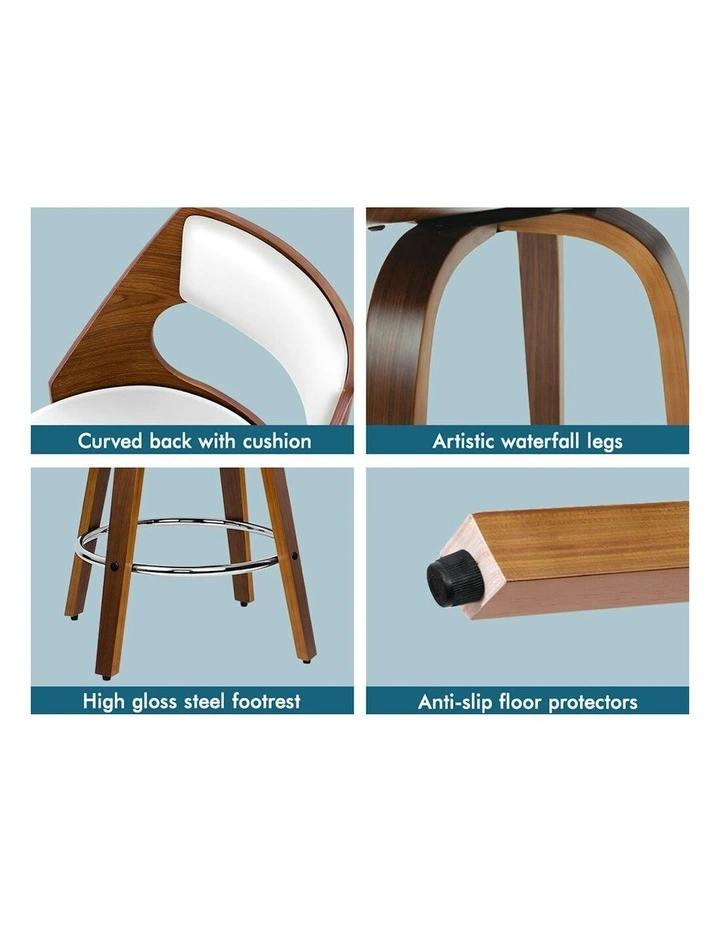 ALFORDSON Set of 2 Eden Elegant Modern Style Bar Stools (White) image 6