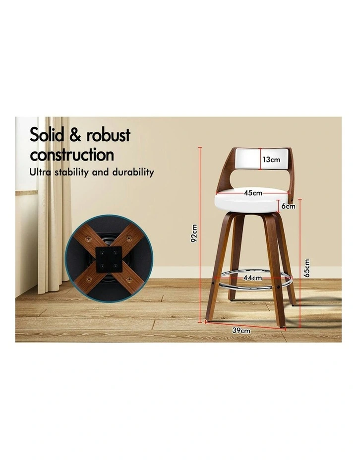 ALFORDSON Set of 2 Eden Elegant Modern Style Bar Stools (White) image 7