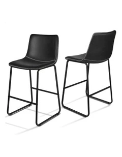 ALFORDSON 2x Bar Stools 66cm Kitchen Counter Metal Vintage Dining Chairs Black