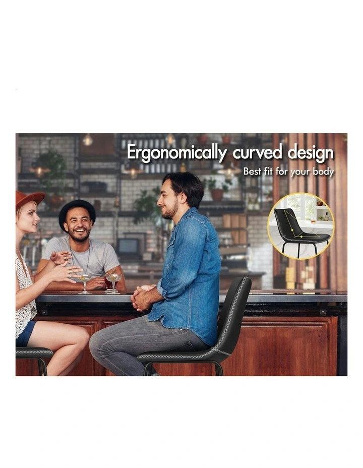 ALFORDSON 2x Bar Stools 66cm Kitchen Counter Metal Vintage Dining Chairs Black image 3