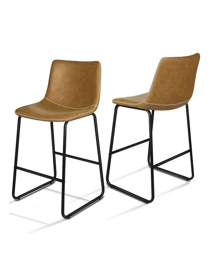 Vintage Metal Bar Stools 2 Pieces 66 cm in Brown image 1