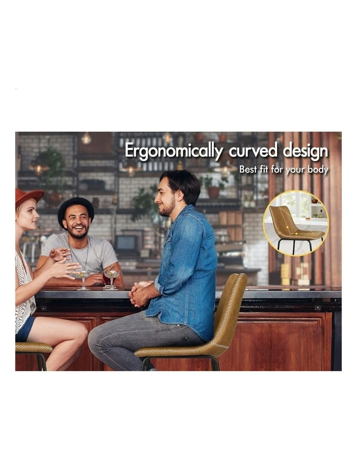 Vintage Metal Bar Stools 2 Pieces 66 cm in Brown image 3