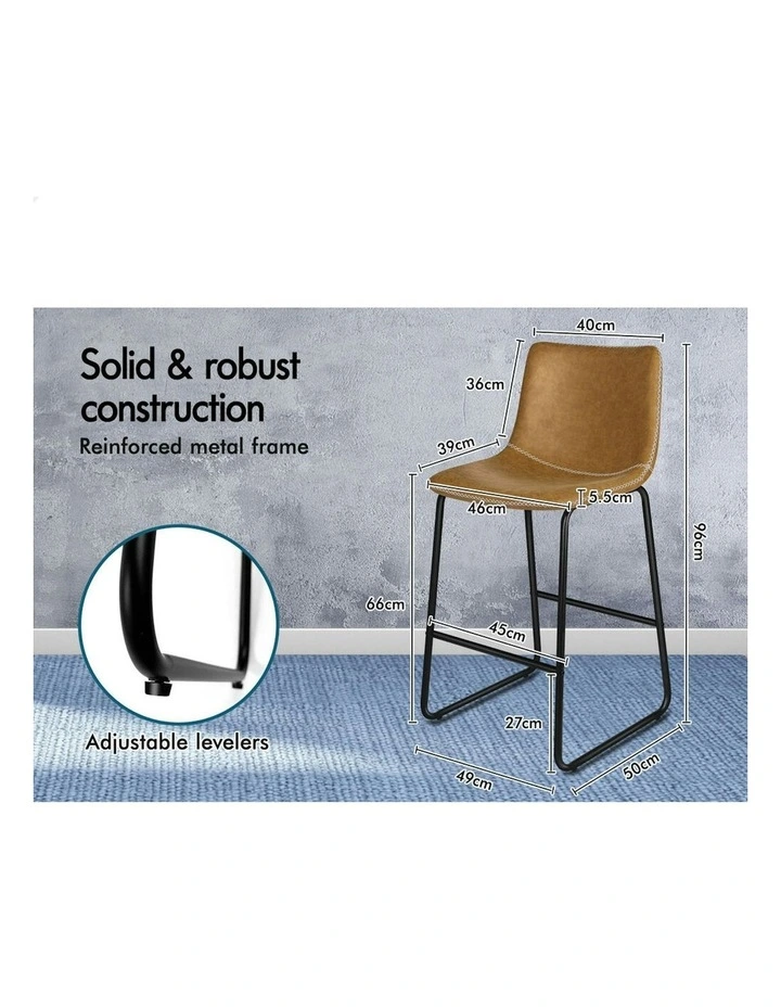 Vintage Metal Bar Stools 2 Pieces 66 cm in Brown image 6