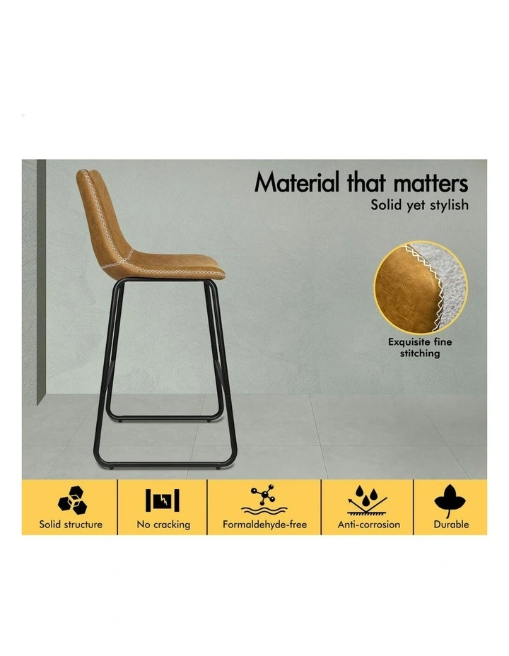 Vintage Metal Bar Stools 2 Pieces 66 cm in Brown image 7