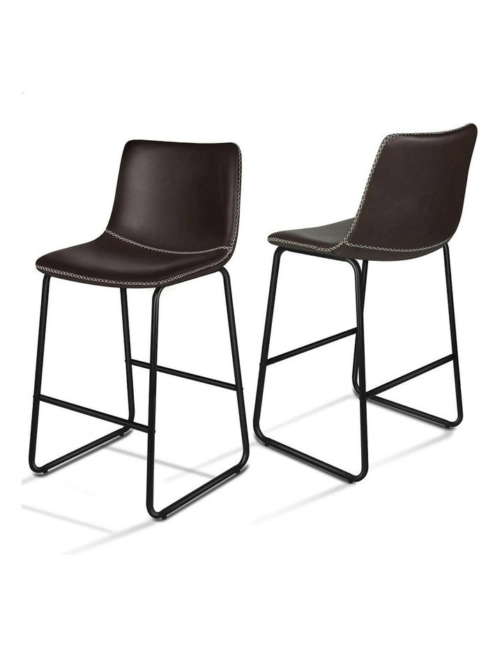 ALFORDSON 2x Bar Stools 66cm Kitchen Counter Metal Vintage Dining Chairs Coffee image 1