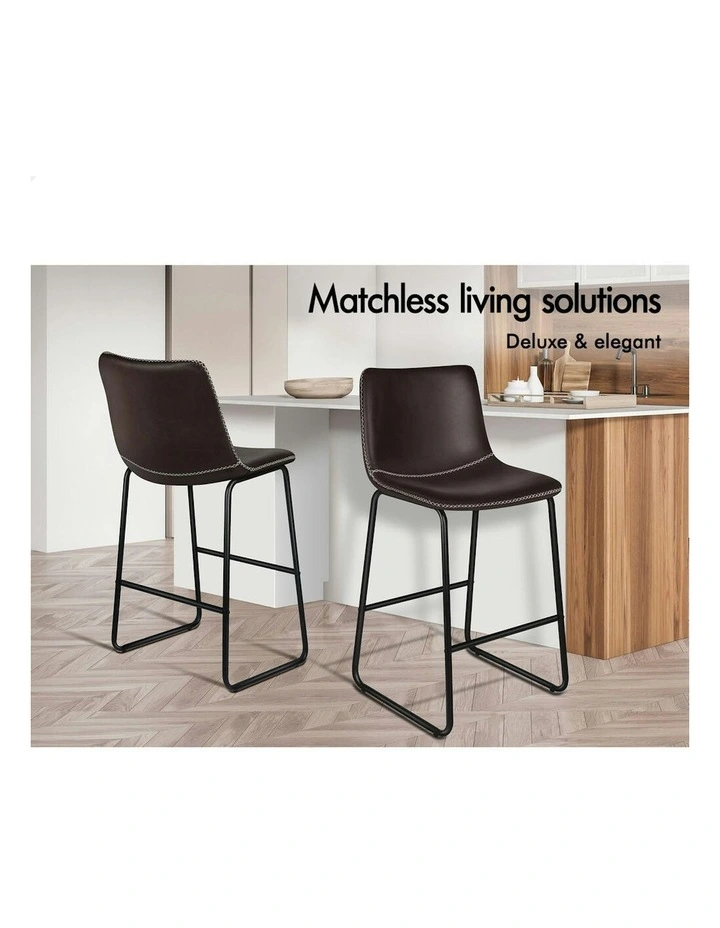 ALFORDSON 2x Bar Stools 66cm Kitchen Counter Metal Vintage Dining Chairs Coffee image 4