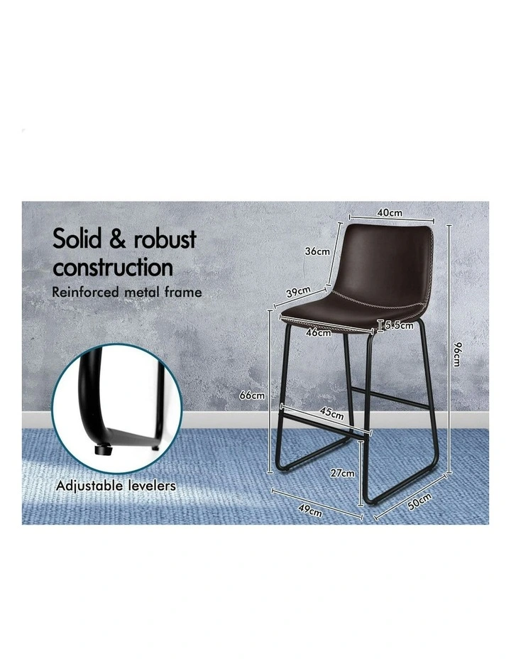 ALFORDSON 2x Bar Stools 66cm Kitchen Counter Metal Vintage Dining Chairs Coffee image 6