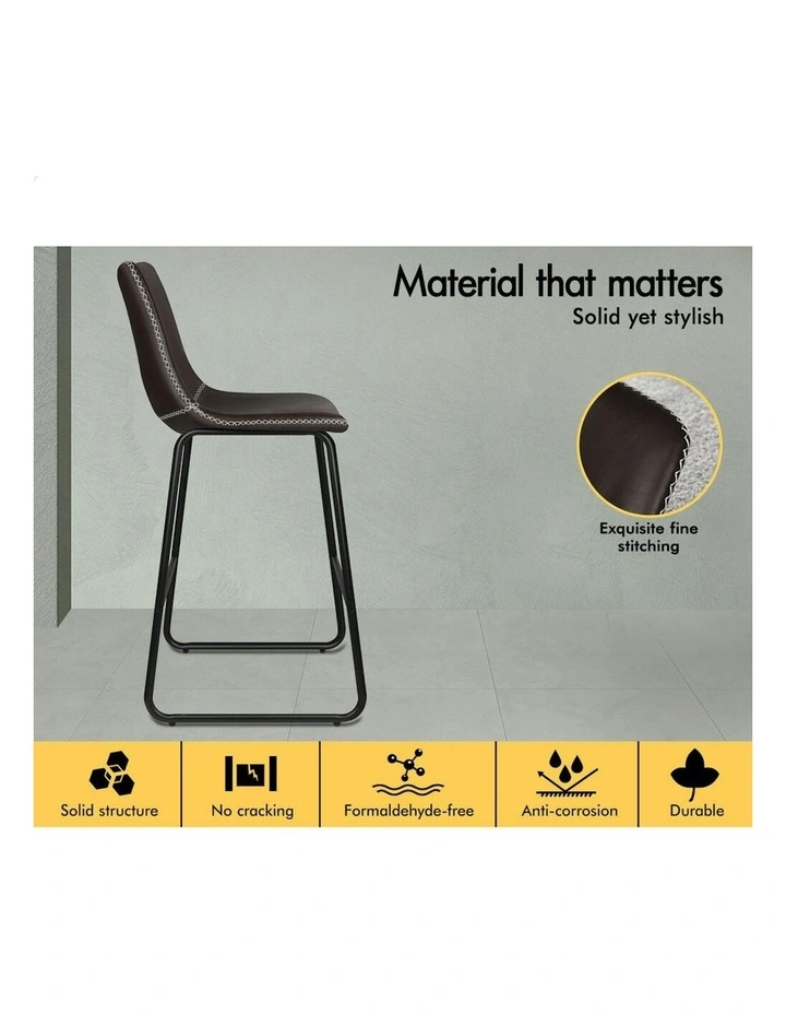 ALFORDSON 2x Bar Stools 66cm Kitchen Counter Metal Vintage Dining Chairs Coffee image 7