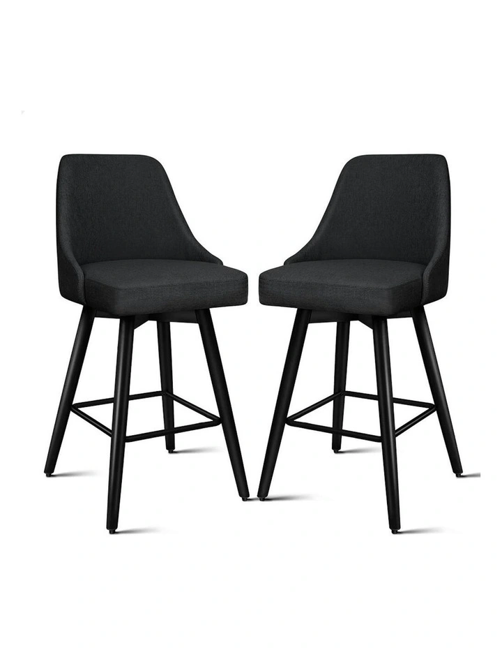 ALFORDSON 2x Swivel Bar Stools Kitchen Dining Chair Cafe Metal All Black image 1