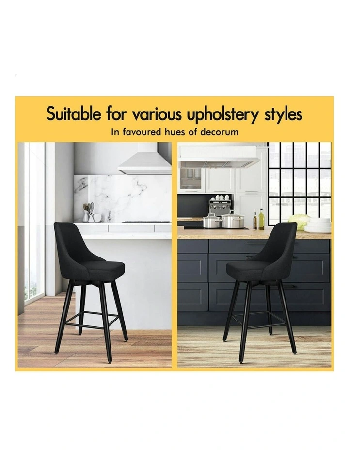 ALFORDSON 2x Swivel Bar Stools Kitchen Dining Chair Cafe Metal All Black image 4
