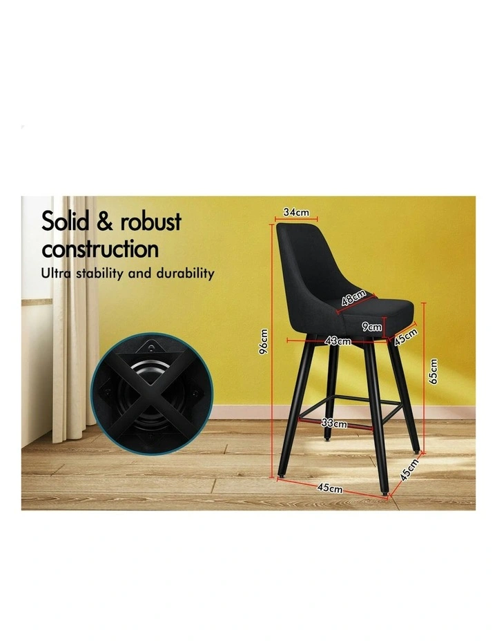 ALFORDSON 2x Swivel Bar Stools Kitchen Dining Chair Cafe Metal All Black image 7