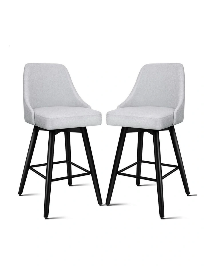ALFORDSON 2x Swivel Bar Stools Kitchen Dining Chair Cafe Metal Light Grey image 1