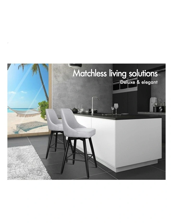 ALFORDSON 2x Swivel Bar Stools Kitchen Dining Chair Cafe Metal Light Grey image 2