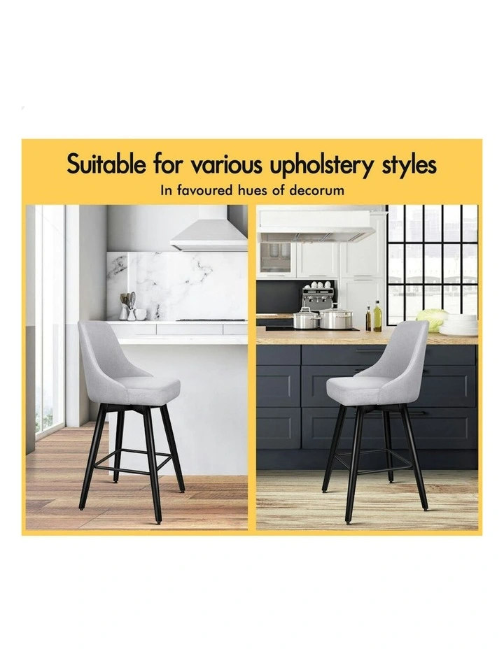 ALFORDSON 2x Swivel Bar Stools Kitchen Dining Chair Cafe Metal Light Grey image 4