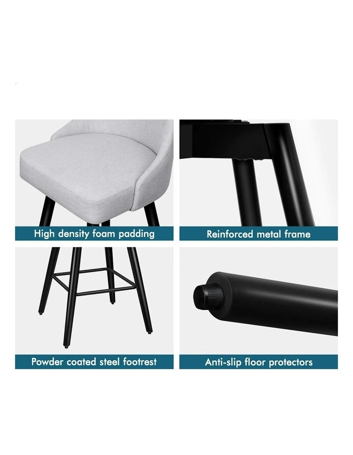 ALFORDSON 2x Swivel Bar Stools Kitchen Dining Chair Cafe Metal Light Grey image 6