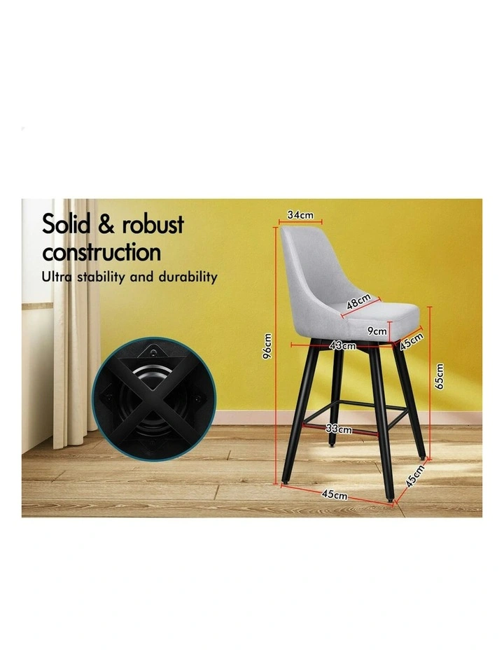 ALFORDSON 2x Swivel Bar Stools Kitchen Dining Chair Cafe Metal Light Grey image 7