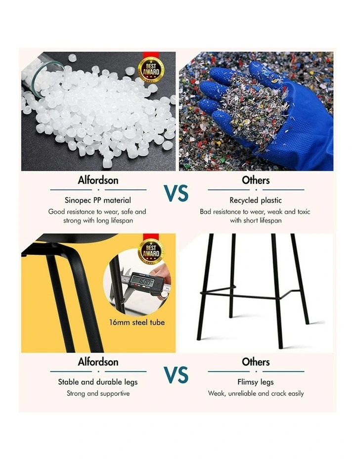 ALFORDSON Bar Stools Seamless Design Stools Black Finn x2 image 6