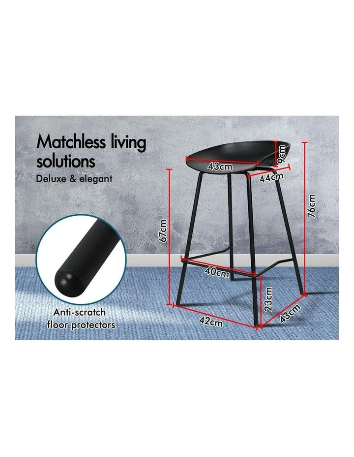 ALFORDSON Bar Stools Seamless Design Stools Black Finn x2 image 7